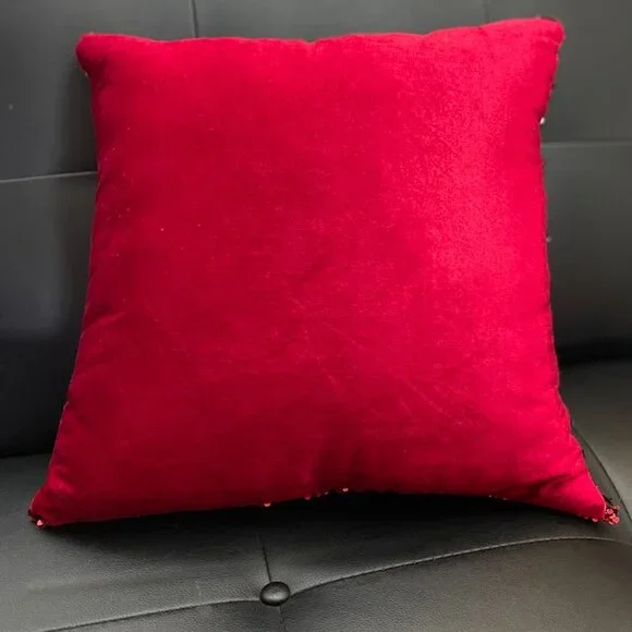 Red and Silver Sequin Pillow  25"x25"  Excellent Condition - Picture 5 of 6
